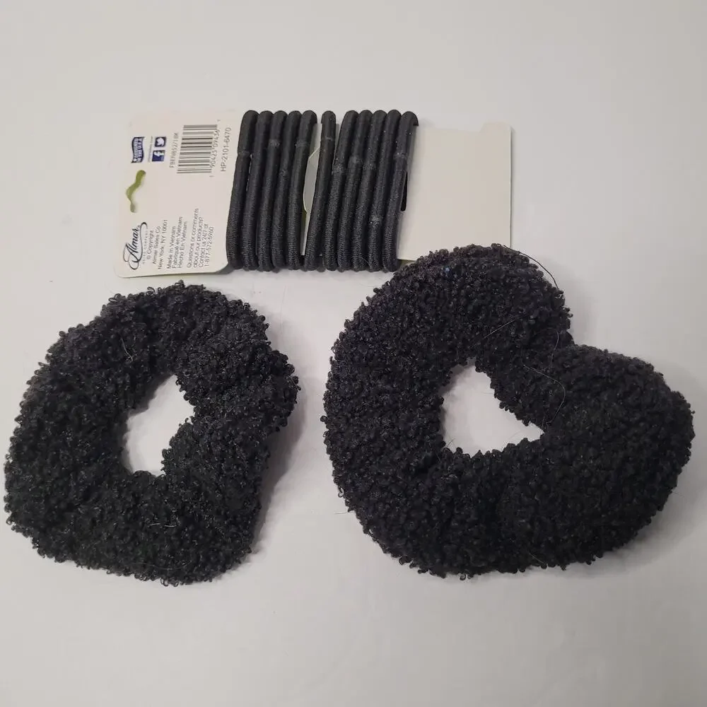 Chic Black Fabric Scrunchies & Hair Tie Accessory Set